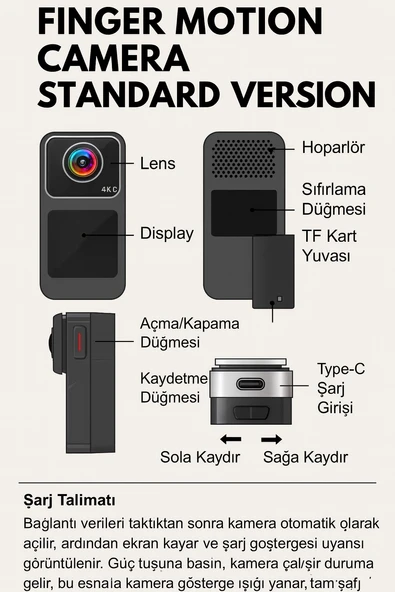 SAW1 Pro 4K Aksiyon Kamerası  Wi-Fi Bağlantı Dokunmatik LCD 6 Eksenli Jiroskoplu Dengeleme - 7