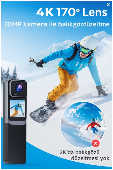 SAW1 Pro 4K Aksiyon Kamerası  Wi-Fi Bağlantı Dokunmatik LCD 6 Eksenli Jiroskoplu Dengeleme - 2