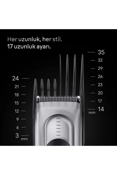 Saç Kesme Makinesi Series 7, +5 Aksesuar, Ömür Boyu Keskin Bıçak, 17 Uzunluk, HC7590 - 4