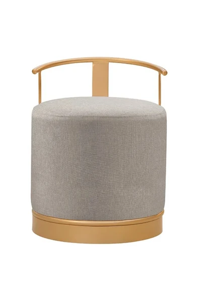 PUFİ PUF GOLD METAL ÇERÇEVELİ KETEN ÇOK AMAÇLI DEKORATİF OTURAK, MAKYAJ OTURAĞI,MONTAJSIZ PUF BENCH - 2