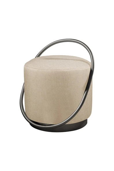 LOOP SERİSİ PUF, METAL HALKALI PUF, MAKYAJ OTURAĞI ,PUF BENCH MONTAJSIZ OTURAK SİYAH METAL AYAKLI - 2