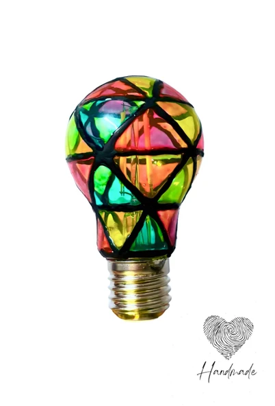 Rustik Ampül Vitray Ampül Rengarenk Ampül Ledli Ampül 4 W LED Filamentli Ampül Çok Renkli Camcı Stüdyo ürün görseli