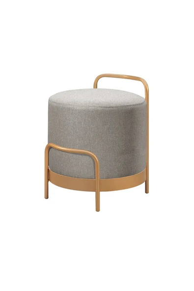 OLA PUF, METAL HALKALI PUF, MAKYAJ OTURAĞI ,PUF BENCH MONTAJSIZ OTURAK GOLD METAL AYAKLI - 2