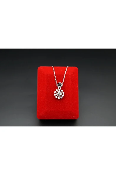 925 ayar gümüş 100 dilde love çark model kadın kolye sk00044 ürün görseli 1