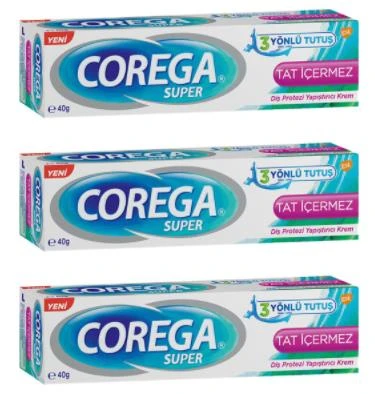 Corega Süper Diş Proztezi Yapıştırıcı Krem 40gr Tat İçermez | 3 Adet - 1