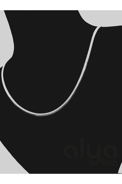 ALYA BY TRIA 925 Ayar Yassı Italyan Yılan Zincir 50 Cm Unisex Günlük Casual Şık Erkek Kadın Kolyesi - Resim 3