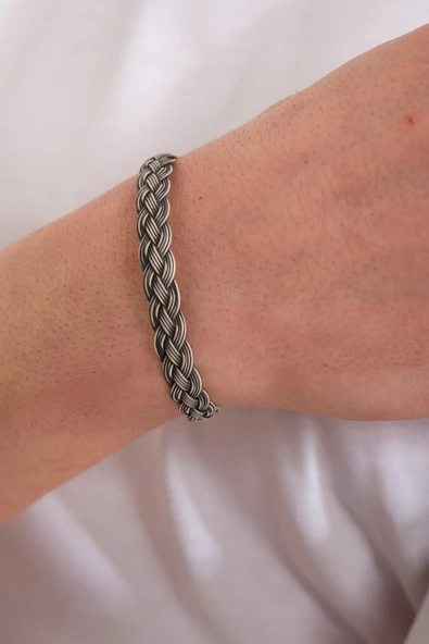 ANDA 1000 Ayar Gümüş Oksitli Kazaziye Bileklik -kazzaze Bileklik - 3