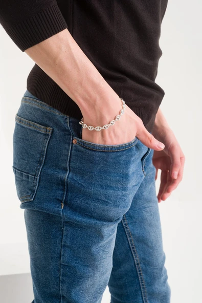 ANDA 925 Ayar Gümüş Gemici Zincir Bileklik 8.1 Mm - Resim 2