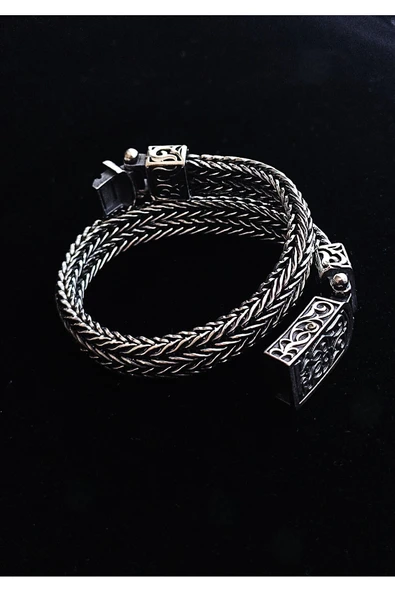 ANDA 925 Ayar Gümüş Uzak Şehir El Yapımı Bileklik 21 Cm - 2
