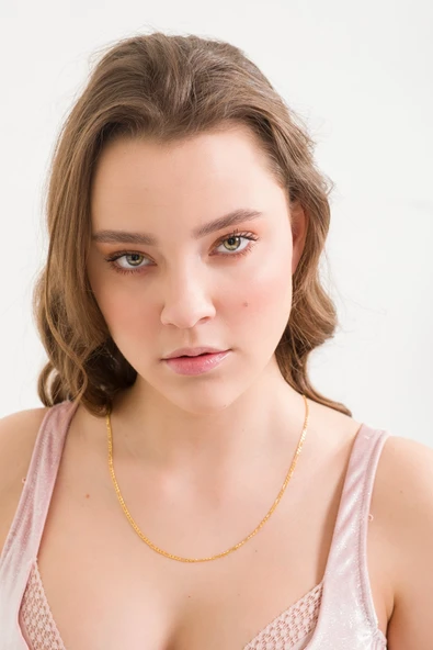 ANDA 925 Ayar Gümüş Unisex 18 K Altın Kaplama Figaro Zincir Kolye - Resim 2