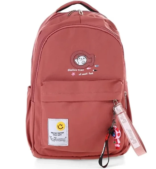 Öğrenci Sırt Okul Çantası Basit Kore Tarzı Kadın Seyahat Çantası YUMUŞAK SU GEÇİRMEZ KUMAŞ KİREMİT ürün görseli