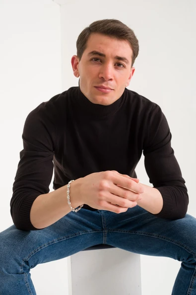 ANDA 925 Ayar Gümüş Gemici Zincir Bileklik 8.1 Mm - Resim 4