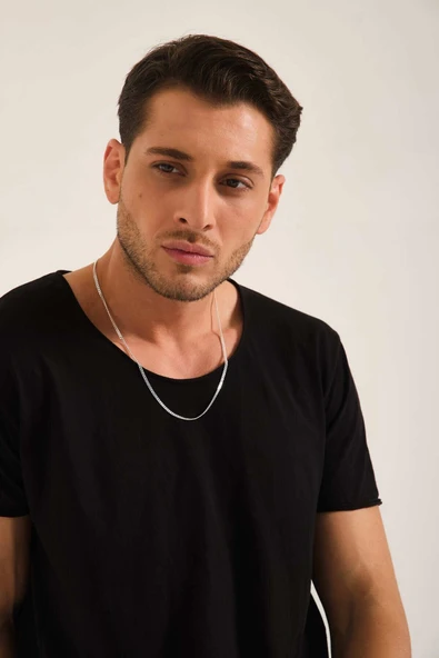 ANDA 925 Ayar Gümüş Unisex Gurmet Zincir Kolye 3mm - Resim 4