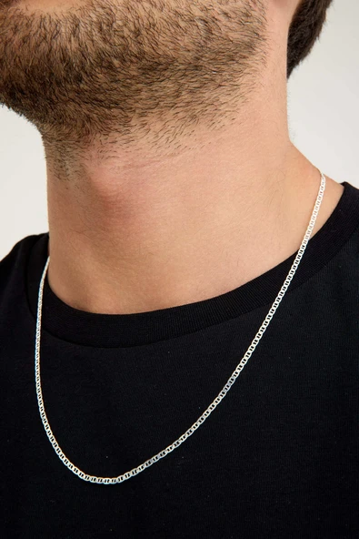 ANDA 925 Ayar Gümüş Unisex Barlı Kolye 2 Mm 60 cm - Resim 4