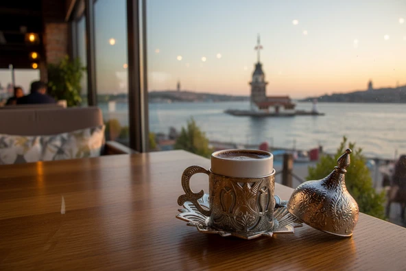 Ahsen 6 Kişilik Kapaklı Lale Desenli Türk Kahve Fincanı 24 Parça Gümüş Renkli - 2