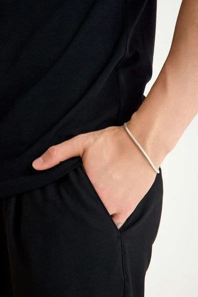 ANDA 3mm Yuvarlak Yılan 925 Ayar Gümüş Zincir Bileklik Yılan Bileklik Yılan Zincir ürün görseli