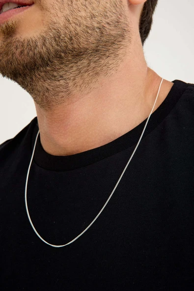 ANDA 925 Ayar Gümüş Unisex Gurmet Zincir Kolye 1.3 mm 60 cm - 4