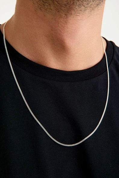 ANDA 925 Ayar Gümüş Unisex Gurmet Zincir Kolye 1.7 mm 60 cm - 5