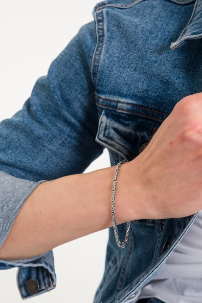 ANDA 925 Ayar Gümüş Oksitli Kare Kral Bileklik 2.7 Mm - Resim 2