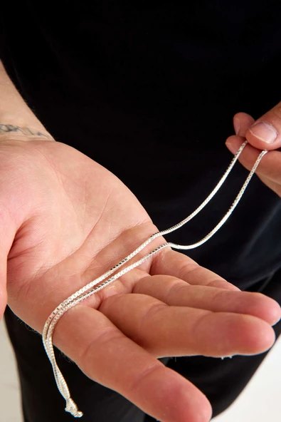 ANDA 925 Ayar Gümüş Unisex Küp Zincir Kolye 1.5 Mm Genişlik - Resim 3