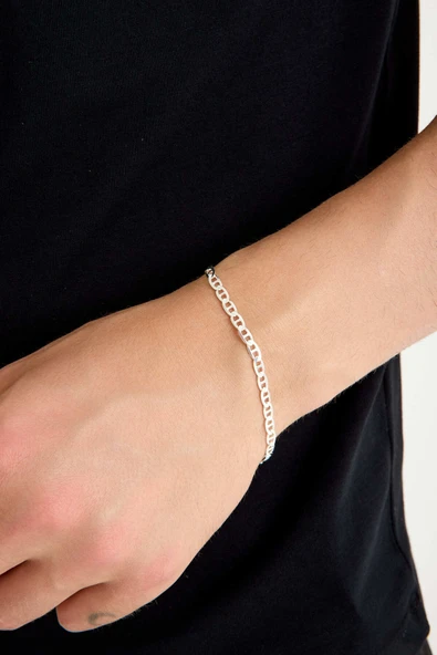ANDA 925 Ayar Gümüş Unisex Barlı Bileklik 4 mm ürün görseli