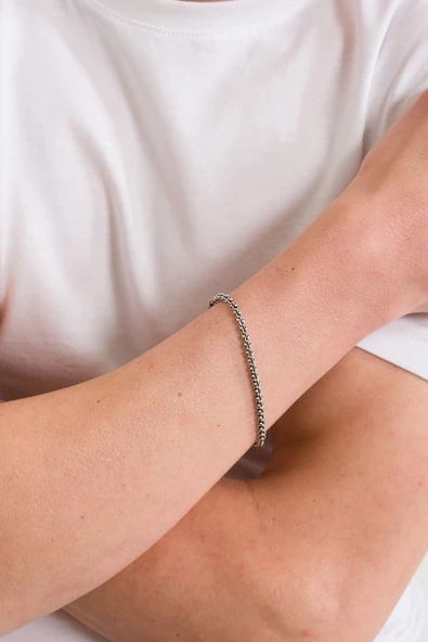 ANDA 925 Ayar Gümüş Oksitli Arnavut Zinciri Bileklik 3.9 Mm - 3