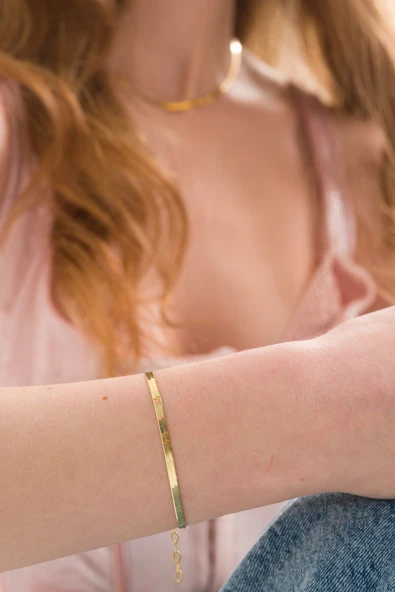 ANDA 925 Ayar Italyan Yassı Zincir Bileklik Yılan Zincir Bileklik ürün görseli