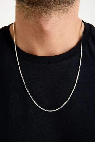 ANDA 925 Ayar Gümüş Unisex Küp Zincir Kolye 1.5 Mm Genişlik ürün görseli