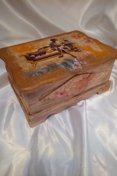 Sevgili Hediye Kutusu Sevgililer Günü Ahşap El İşi Hand Made Mücevher Kutusu Orta Boy - Resim 2