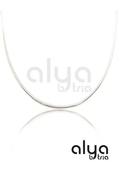 ALYA BY TRIA 925 Ayar Yassı Italyan Yılan Zincir 50 Cm Unisex Günlük Casual Şık Erkek Kadın Kolyesi - Resim 2