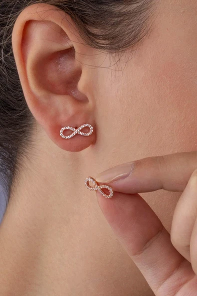 Gümüş Pazarım Sonsuzluk Motifli Gümüş Çivili Kadın Küpe - 3