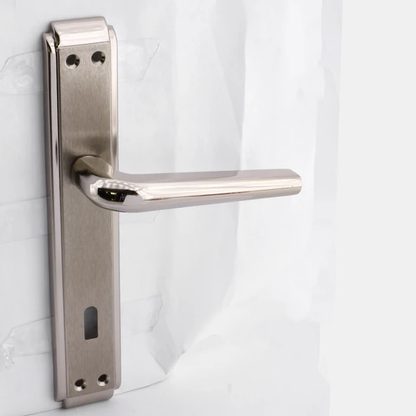 İç Oda Kapı Kolu Aynalı Sağa Sola Uygun Saten Renk Dış Ahşap Pvc Metal Çelik Kapısı Tutamağı 1 Takım - Resim 6