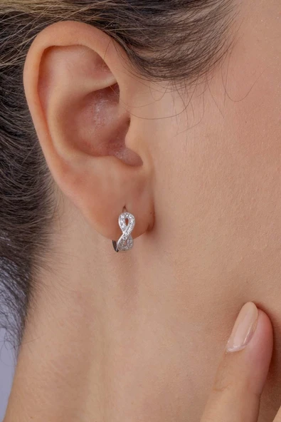 Gümüş Pazarım Sonsuzluk Model Beyaz Altın Kaplama Gümüş Tamtur Kadın Küpe - 2