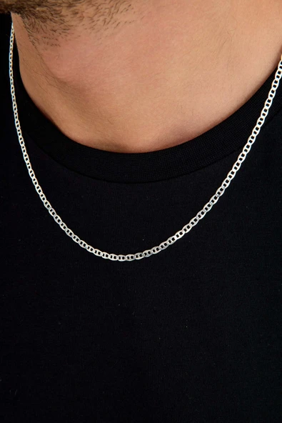 ANDA 925 Ayar Gümüş Unisex Barlı Kolye 3 Mm 60 cm - Resim 3