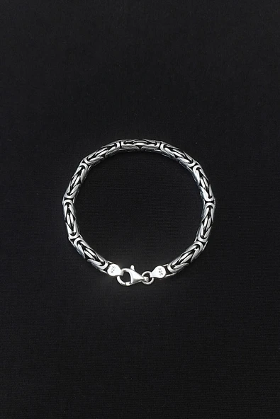 ANDA 925 Ayar Gümüş Kral Bileklik 7 mm 23 cm 47 gram - 4