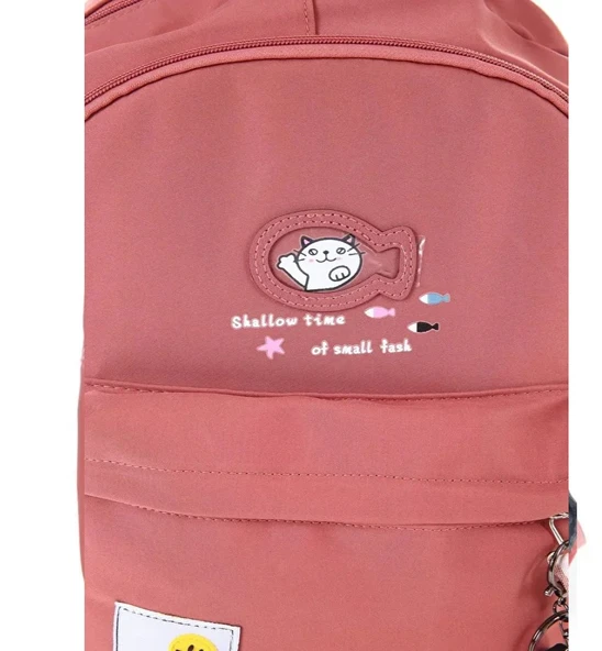 Öğrenci Sırt Okul Çantası Basit Kore Tarzı Kadın Seyahat Çantası YUMUŞAK SU GEÇİRMEZ KUMAŞ KİREMİT - Resim 4