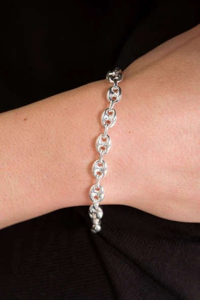 ANDA 925 Ayar Gümüş Gemici Zincir Bileklik 8.1 Mm - Resim 3