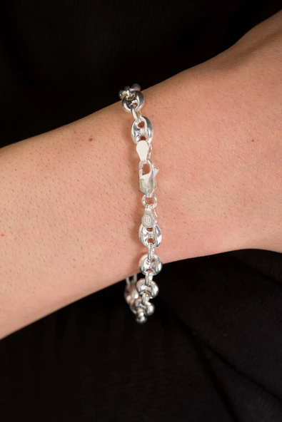 ANDA 925 Ayar Gümüş Gemici Zincir Bileklik 8.1 Mm - Resim 5