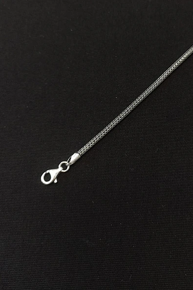 ANDA 925 Ayar Gümüş Oksitli Yuvarlak kalın Tilki Kuyruğu Bileklik 2.7 mm - Resim 6