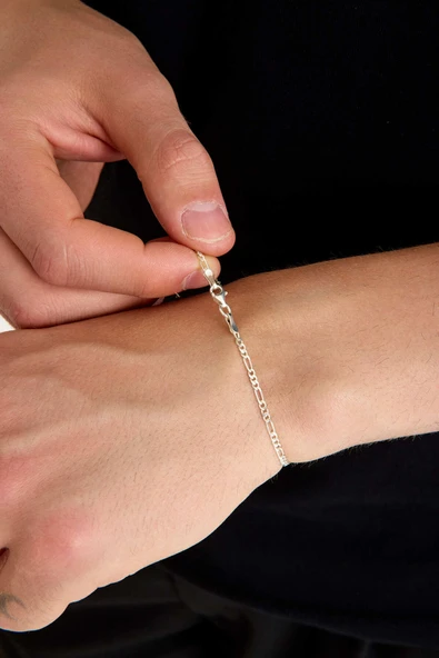 ANDA 925 Ayar Gümüş Unisex Figaro Bİleklik 2 mm - 4