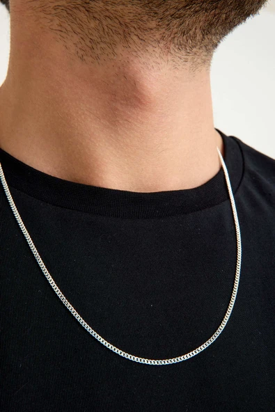 ANDA 925 Ayar Gümüş Unisex Gurmet Zincir Kolye 2.2 mm 60 cm - 5