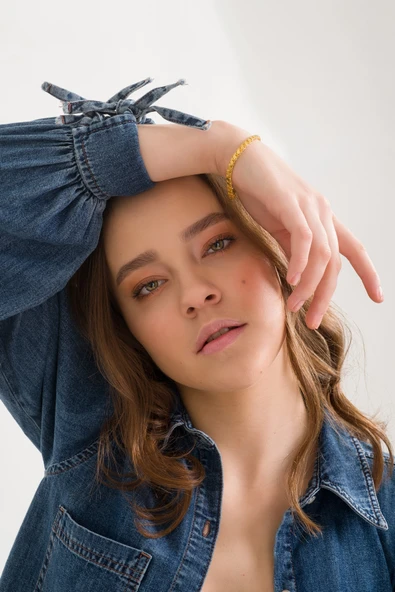 ANDA 925 Ayar Gümüş 18k Altın Kaplamalı Arpa Zincir Bileklik - 3