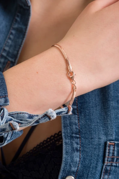 ANDA 925 Ayar Gümüş Italyan Balık Sırtı Bileklik - Resim 2