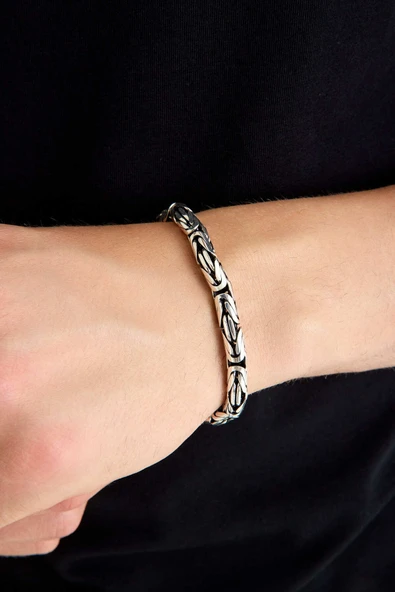 ANDA 925 Ayar Gümüş Kral Bileklik 7 mm 23 cm 47 gram