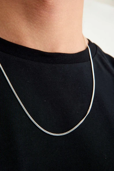 ANDA 925 Ayar Gümüş Unisex Gurmet Zincir Kolye 1.7 mm 60 cm - 4