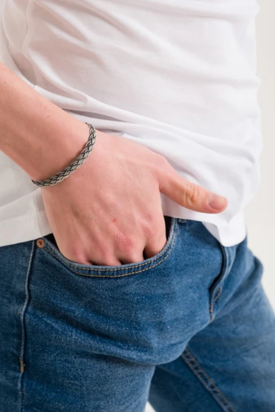 ANDA 1000 Ayar Gümüş Oksitli Kazaziye Bileklik -kazzaze Bileklik - 2