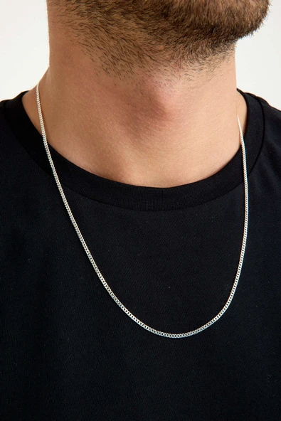 ANDA 925 Ayar Gümüş Unisex Gurmet Zincir Kolye 2.2 mm 60 cm - 4