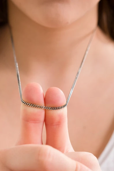 ANDA 925 Ayar Gümüş Unisex Oksitli Gurmet Zincir Kolye 2.2 Mm 60 Cm