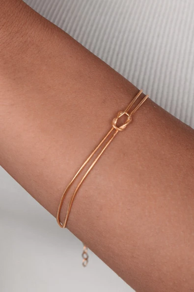 Hestia Silver Unisex Düğüm Bileklik - 925 Ayar Gümüş Bileklik - Çift Bilekliği - Aşk Düğümü Bileklik - (1 ADET) ürün görseli