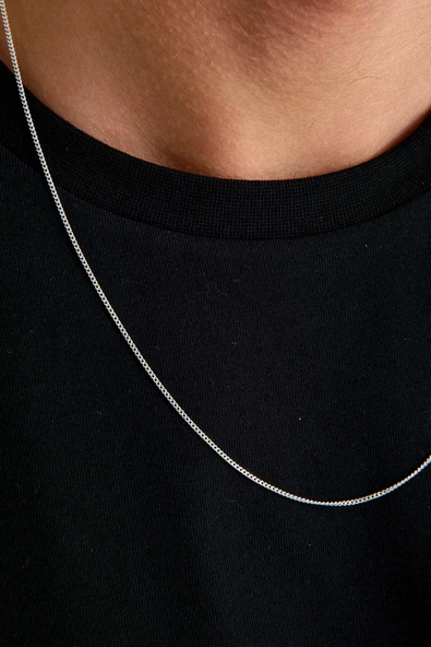 ANDA 925 Ayar Gümüş Unisex Gurmet Zincir Kolye 1.3 mm 60 cm - 3